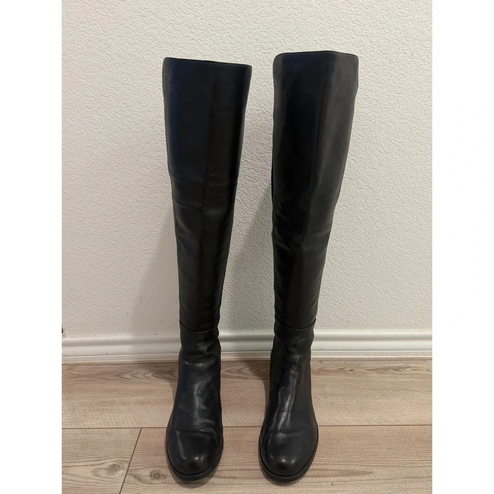 Stuart Weitzman 5050‎ Black Leather Over-The-Knee Boots Women's US Size 10.5B